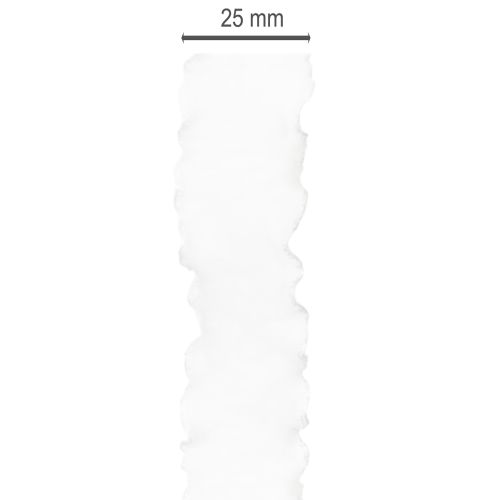 Valkoinen röyhelöinen organzanauha, koristenauha, 25 mm leveä, 10 m pitkä | Floristik24.fi