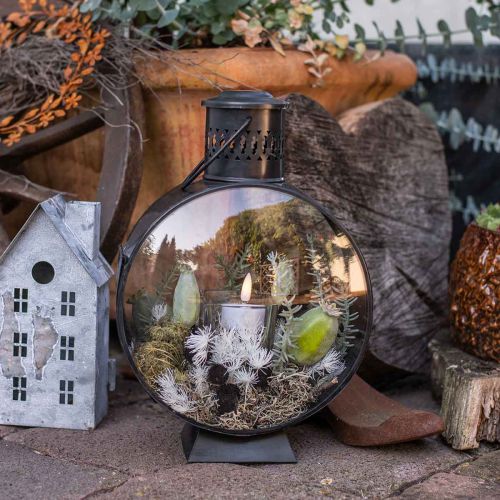 Floristik24 Pyöreä Deco lyhty, Kynttilä Deco Rustic, Metallinen lyhty Ø20cm K30cm