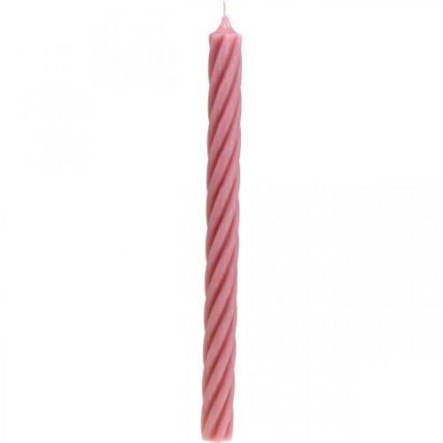 kohteita Maalaismaiset kynttilät, yksivärinen vaaleanpunainen 350/28mm 4kpl
