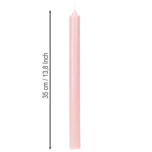 Rustiikkiset kynttilät, kartiokynttilät, yksivärinen, pinkki, 350/28 mm, 4 kpl | Floristik24.fi