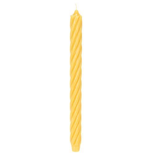 Rustiikkiset kierrekynttilät, korkeat, kartiomaiset, yksiväriset keltaiset, 350/28 mm, 4 kpl ostaa | Floristik24.fi