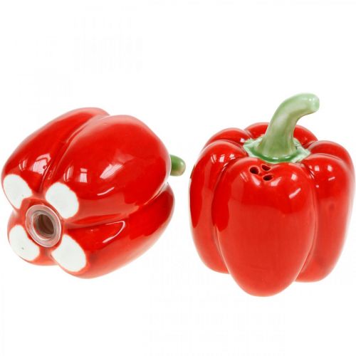 Floristik24 Maustepuristin paprika, keraaminen koriste, pippuri- ja suolapuristinsetti, pöydän koriste, Ø6cm