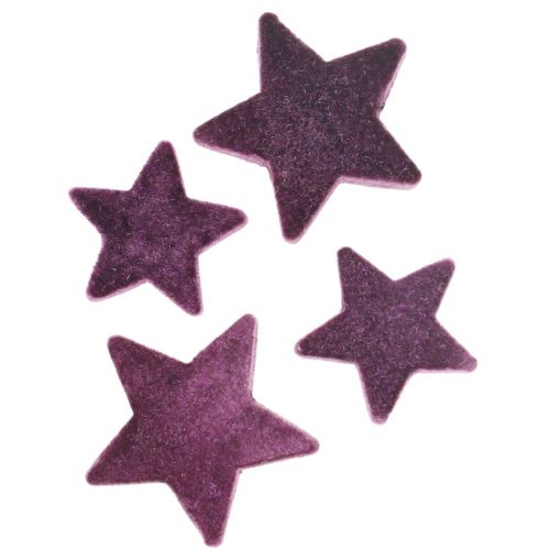 kohteita Scatter koriste tähdet flokoidut samettitähdet purppura marja 4/5cm 40kpl