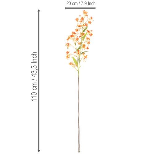 Tekokukka orkidean oksa oranssi filigraani huonekoriste 110cm 3kpl | Floristik24.fi