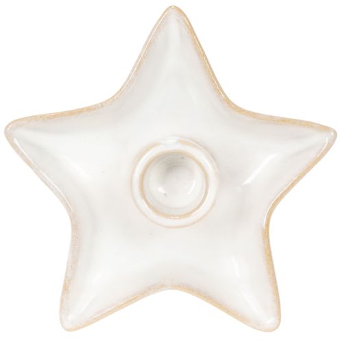Keraaminen tähtikynttilänjalka, valkoinen, kartiokynttilöille, 12 cm, 2 kpl | Floristik24.fi