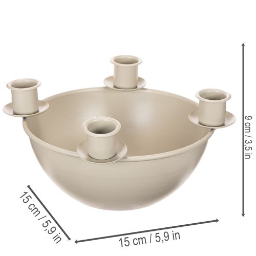 Kynttilänjalka, jossa 4 pidikettä, moderni adventtiseppele, beige, 15 cm | Floristik24.fi