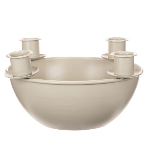 Kynttilänjalka, jossa 4 pidikettä, moderni adventtiseppele, beige, 15 cm | Floristik24.fi