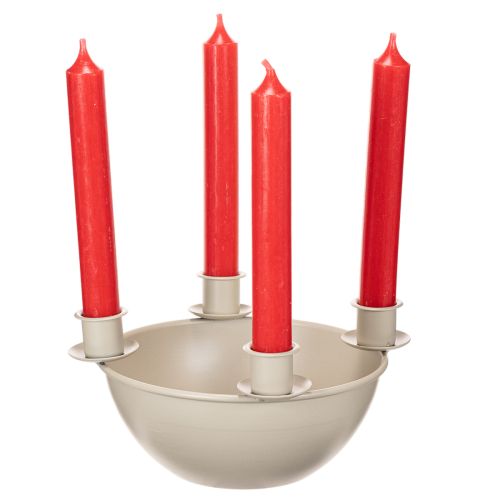 Kynttilänjalka, jossa 4 pidikettä, moderni adventtiseppele, beige, 15 cm | Floristik24.fi