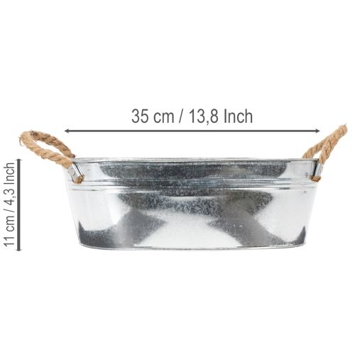 Soikea kulho 35cm x 21.5cm K11.5cm, kiiltävä sinkki | Floristik24.fi