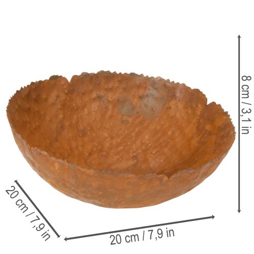 Pyöreä metallikulho ruosteenkestävällä pintakuvioinnilla, 20 cm | Floristik24.fi