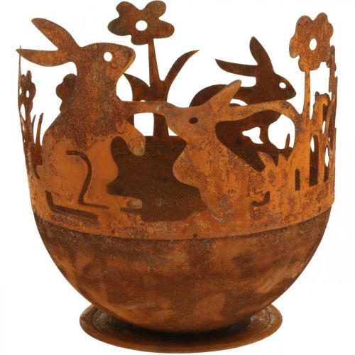 Floristik24 Metallikulho kanilla, pääsiäiskoristeet, istutusastia patinan istuttamiseen Ø18cm K19,5cm