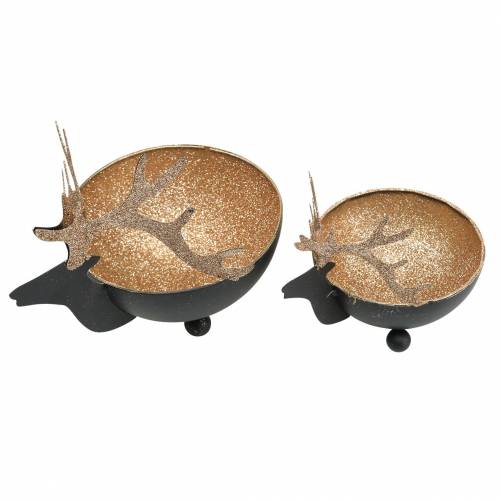 kohteita Kulho poronpäällä musta, kultainen metalli Ø11/14cm 2 kpl