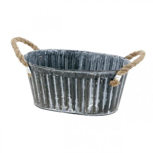 Floristik24 Metallinen kasvikulho, kukkakulho istutukseen, koristekulho kahvoilla L22,5 cm