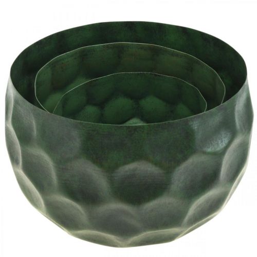 kohteita Deco kulho metallia vihreä Vintage Cachepot Ø25/20,5/16,5cm 3 kpl sarja
