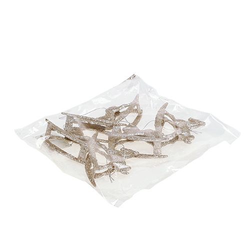 Floristik24 Keinuhevonen 7,5 cm kultaa kimalluksella 6kpl