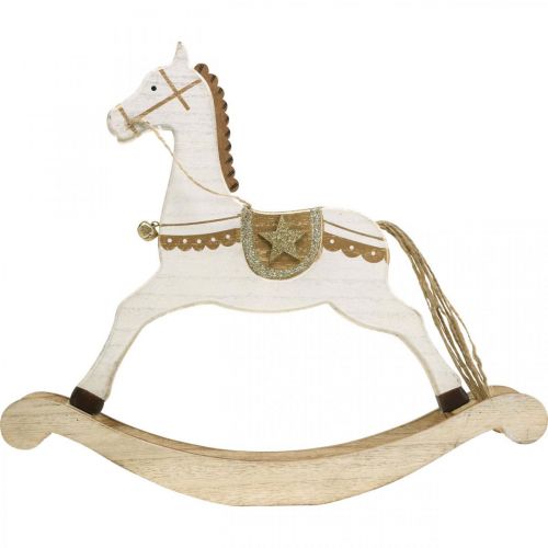 kohteita Puinen keinuhevonen, joulukoristeet White Golden K32,5cm