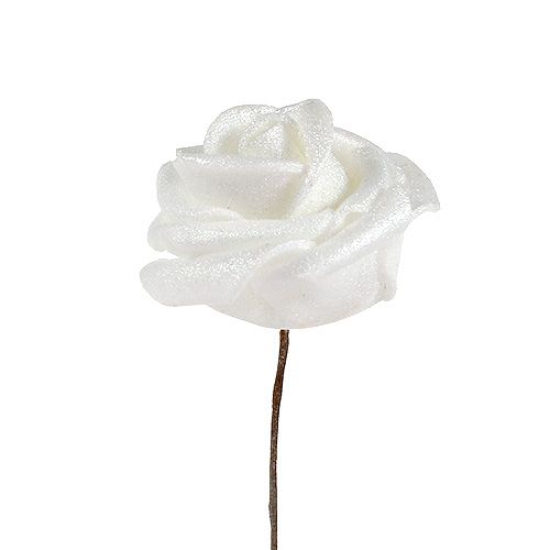 Floristik24 Vaahtomuusu ruusuja valkoisia helmiäisellä Ø2,5cm 120 kpl