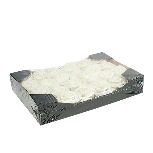 Floristik24 Vaahtomuusu ruusut valkoiset helmiäisillä Ø6cm 24 kpl