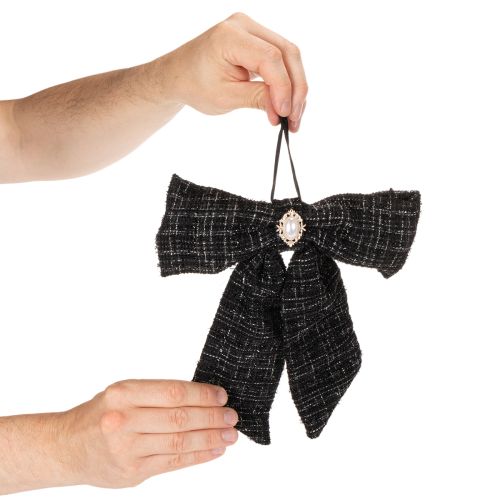 Ruutukuvioinen kangasrusetti rintakorulla ja henkarilla, 24 cm, 2 kpl | Floristik24.fi