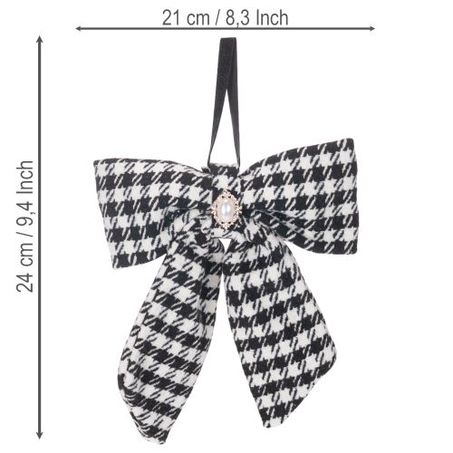 Ruutukuvioinen kangasrusetti rintakorulla ja henkarilla, 24 cm, 2 kpl | Floristik24.fi