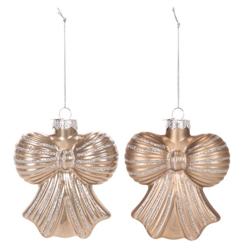 Lasiset joulukoristeet, ripustettava rusetti, 10 cm, 2 kpl | Floristik24.fi