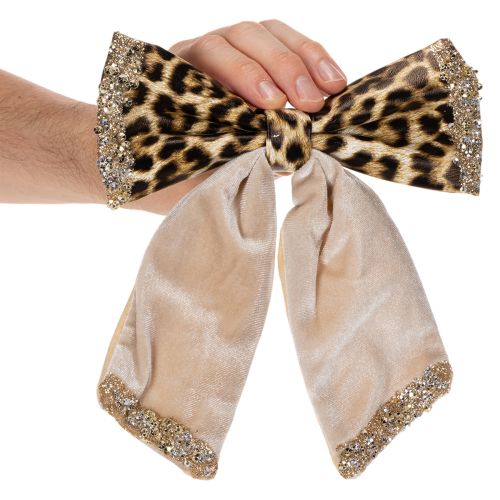 Koristeellinen rusetti eläinkuviolla, leopardikuvio 20 cm, 3 kpl | Floristik24.fi