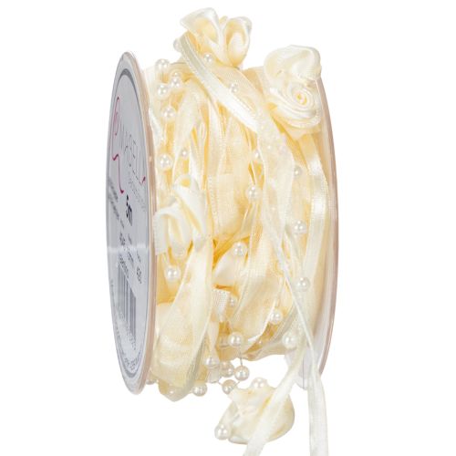 Floristik24 Valentino-nauha, kermanvärinen, 15 mm, 5 m