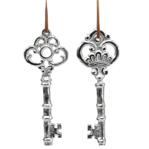 Floristik24 Avain hopeinen ripustettava 15,5cm 2kpl