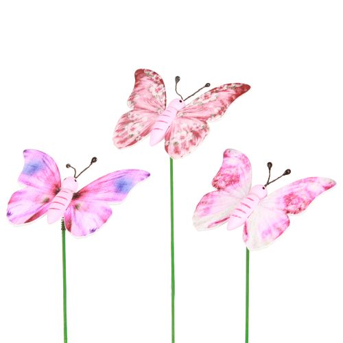 kohteita Perhonen koristetulppa puu pinkki pinkki 8x5,5cm 18 kpl