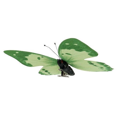 Floristik24 Perhonen vihreä kiinnikkeessä 10cm - 11cm 6kpl