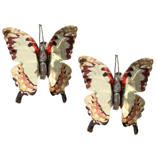 Floristik24 Butterfly kulta kiiltävä kiinnikkeellä 12kpl