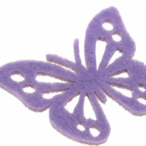 kohteita Huopaperhospöytäkoristelu violetti valkoinen lajitelma 3,5x4,5cm 54 kpl