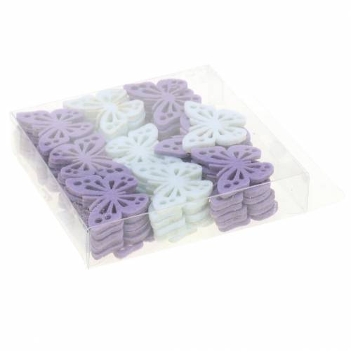 Floristik24 Huopaperhospöytäkoristelu violetti valkoinen lajitelma 3,5x4,5cm 54 kpl