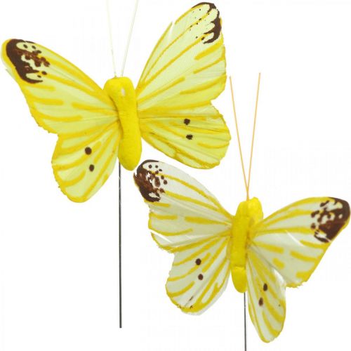 Floristik24 Koristeperhosia, kukkatulppia, kevätperhosia langalla keltainen, oranssi 4×6,5cm 12kpl