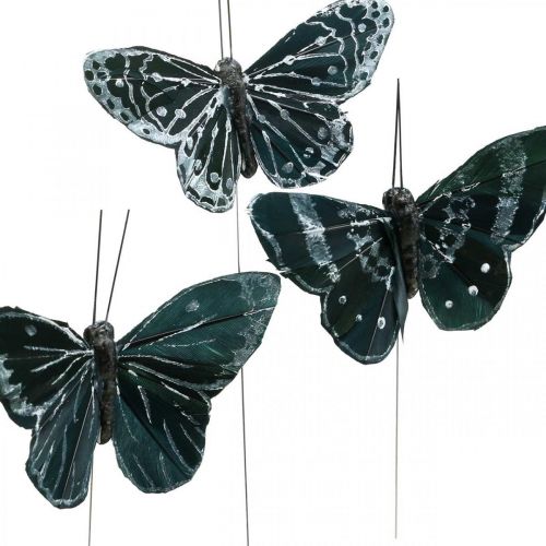 kohteita Höyhenperhosia mustavalkoisia, perhosia langalla, tekoperhosia 5,5×9cm 12kpl