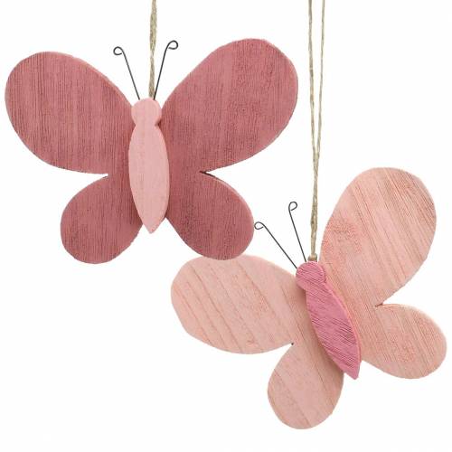 Floristik24 Perhonen ripustamiseen puun pinkki 13cm x 22cm 2kpl