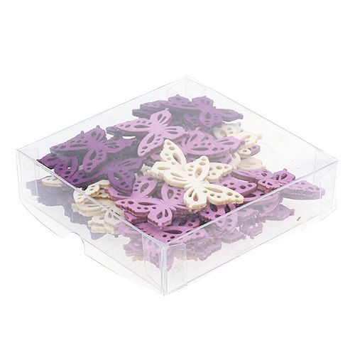 Floristik24 Puiset perhoset 4cm violetti, valkoinen 72 kpl