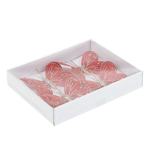 Floristik24 Perhoset 7cm punainen, kiille 4kpl