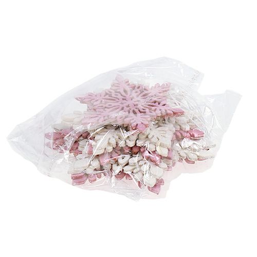 kohteita Lumihiutalepuu 8-12cm pinkki/valkoinen 12kpl.