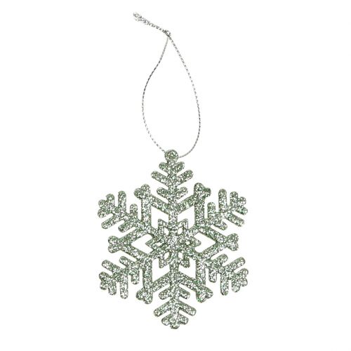 Floristik24 Lumihiutale Ø8cm mintunvihreä kimalluksella 12kpl