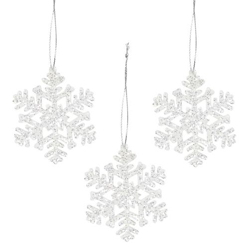 Floristik24 Lumihiutale Ø8cm valkoinen kimalluksella 12kpl