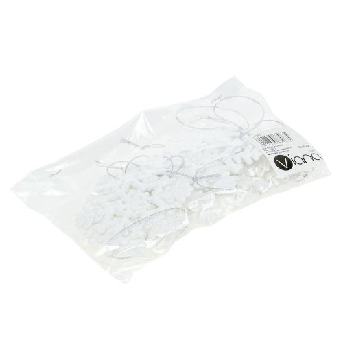 Floristik24 Lumihiutale Ø8cm valkoinen kimalluksella 12kpl