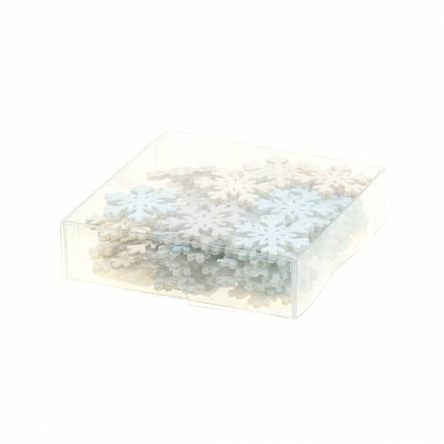 Floristik24 Scatter koristelu lumihiutale sininen/harmaa/valkoinen 4cm 72 kpl