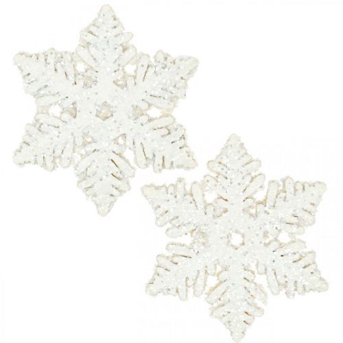 Floristik24 Lumihiutaleet puu 4cm valkoinen kiille 72 kpl