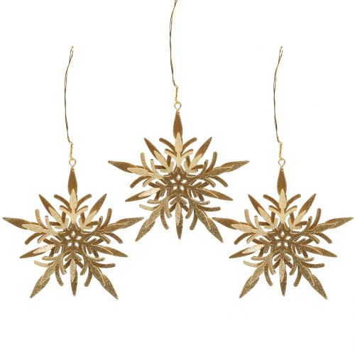 Floristik24 Lumikristalli kultainen 3D 13cm x 12,5cm 3kpl