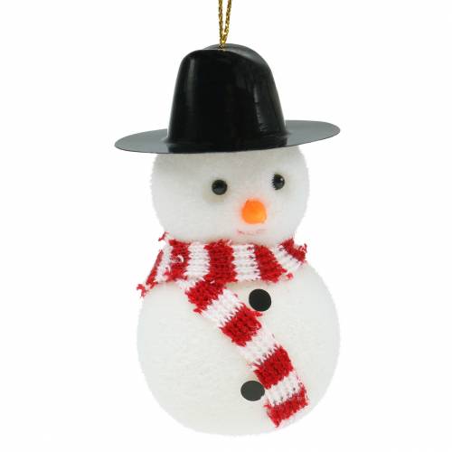 Joulukuusikoriste lumiukko ripustetulla hatulla H8cm 12kpl