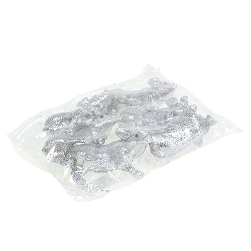 Floristik24 Sika kimaltelevalla hopealla 9cm 6kpl