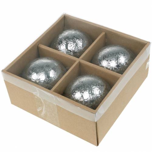 Floristik24 Kelluvat pallokukat hopea metalli Ø8cm lajitelma 4kpl