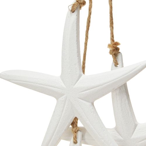 kohteita Meritähti koristeena merellinen puinen koristelu valkoiseksi ripustettavaksi 3 tähdellä 46cm