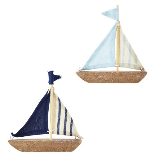 Floristik24 Vintage purjevene puinen koristelaiva 12×3×15cm lajitelma 2kpl
